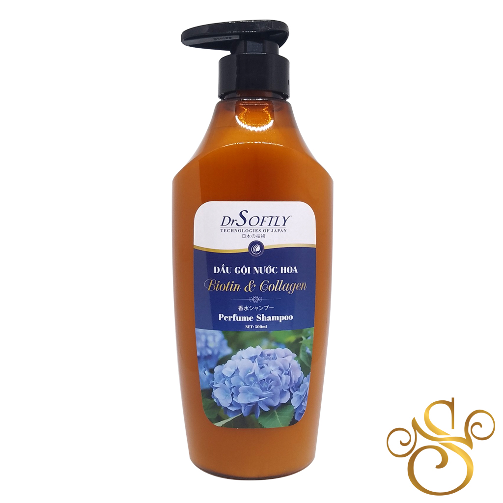 Dầu gội nước hoa Biotin &amp; Collagen - DrSoftly Perfume Shampoo 500ml (giúp mọc tóc, ngăn ngừa gãy rụng, giảm giàu, nuôi tóc chắc khỏe)