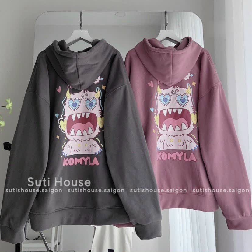 Áo hoodies form rộng tay dài Monster, Áo hoodie in KOMYLA unisex , Áo khoác hoodie form rộng KOMY