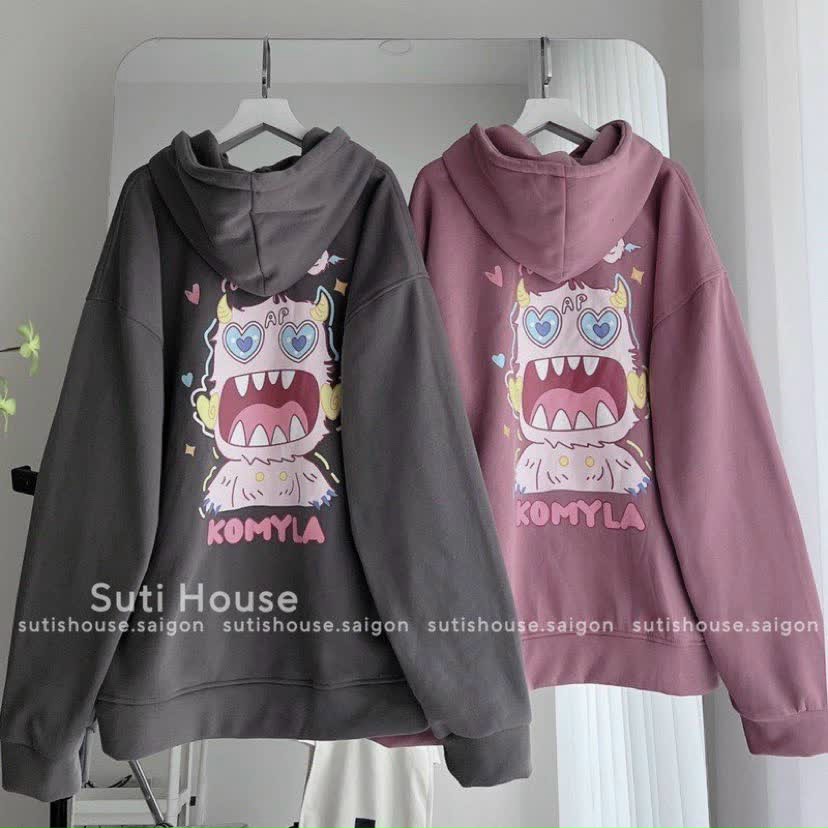 [sẵn]Áo hoodies form rộng tay dài Monster, Áo hoodie in KOMYLA unisex ( Ảnh thật shop tự chụp), Áo khoác hoodie form rộng KOMY