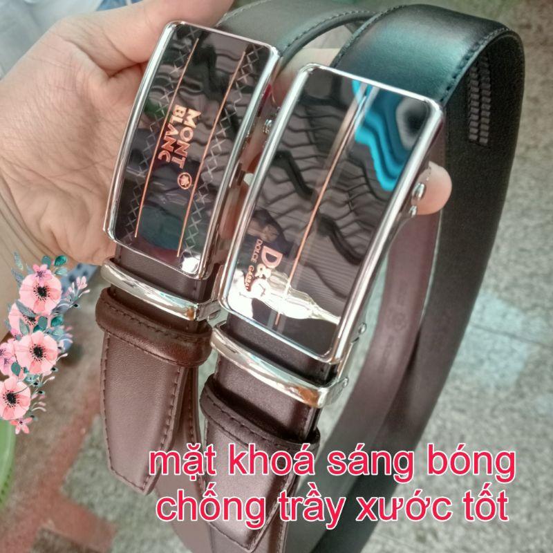 Thắt lưng nam da bò nguyên miếng đầu khoá tự động cao cấp, THC bảo hành 12 tháng