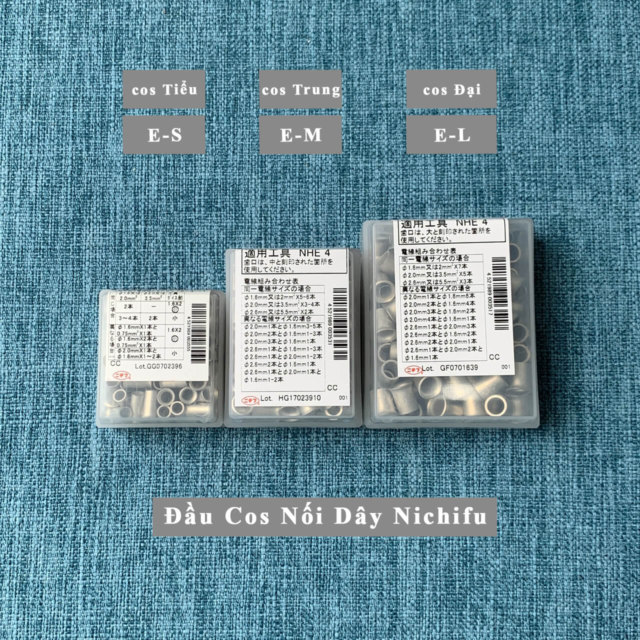 Đầu cos Nichifu E-M, Đầu cos nối dây điện E-M, Đầu cos loại Trung Nichifu Nhật Bản