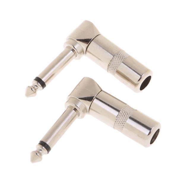 3-4pack 2 Pieces Mono Jack to Right Angled 90 Degree 6.35mm Welding Jack Plug