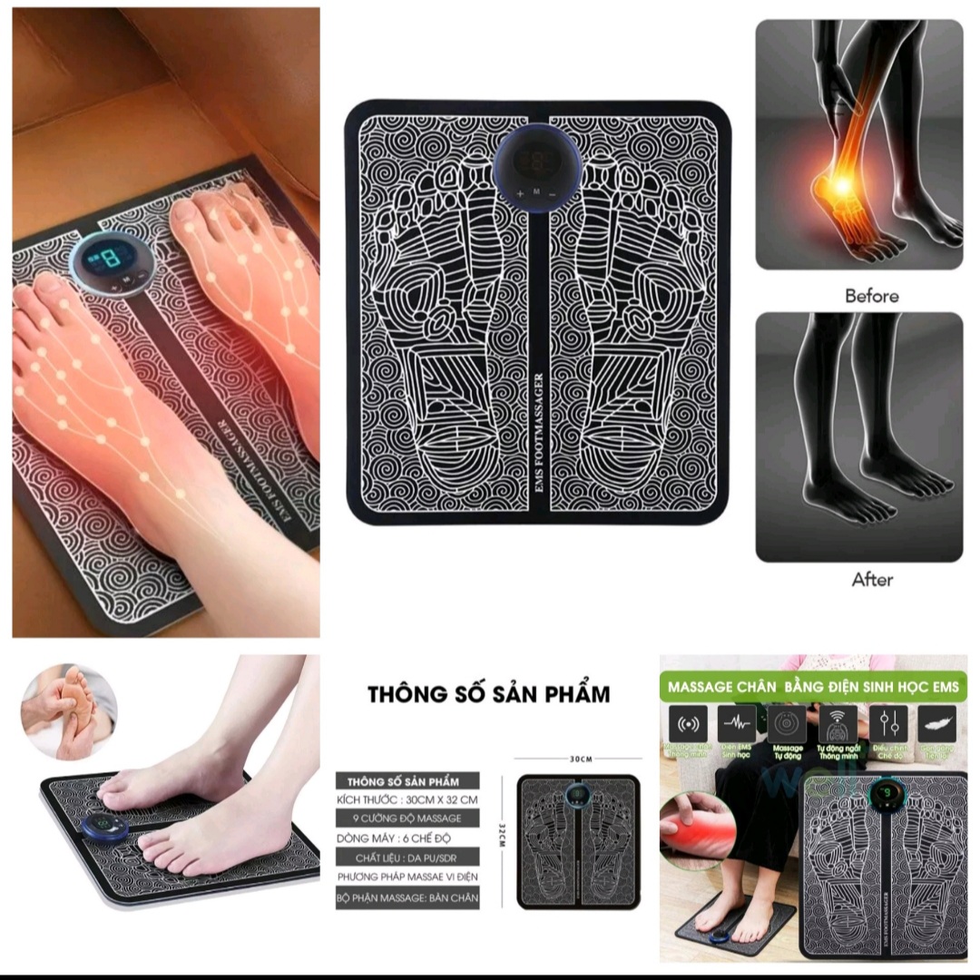 MÁY MASSAGE CHÂN 6 CHẾ ĐỘ MASSAGE THƯ GIÃN GIẢM ĐAU MỎI CHÂN THÔNG MINH HÀNG CHUẨN