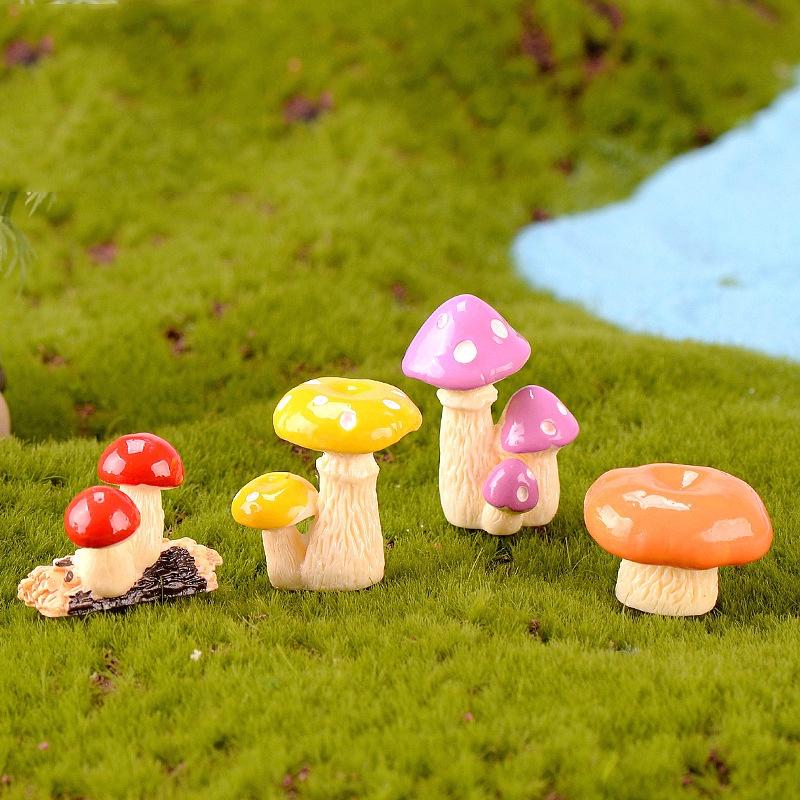 Tiểu cảnh mini ️ Mô hình nấm nhựa nhiều màu sắc trang trí sân vườn, tiểu cảnh, sen đá, terrarium