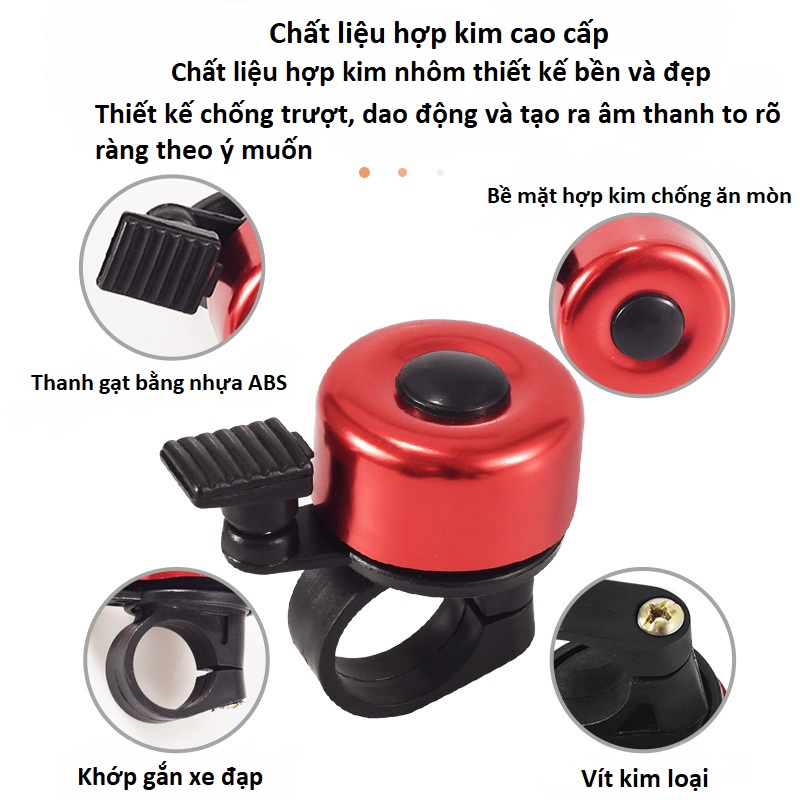 Còi Xe Đạp Chuông Xe Đạp Mini Nhiều Màu Sắc Kèn Xe Đạp Hợp Kim Nhôm Siêu Nhẹ