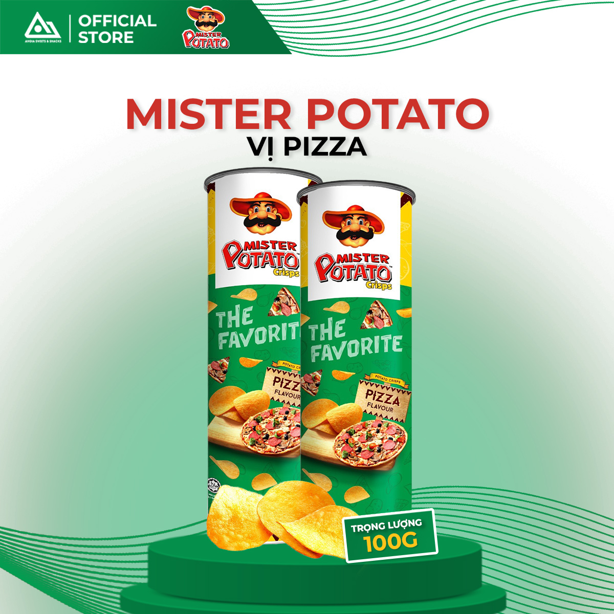 Snack khoai tây miếng chiên vị pizza Mister Potato hộp có hình Neymar 100g An Gia Sweets Snacks