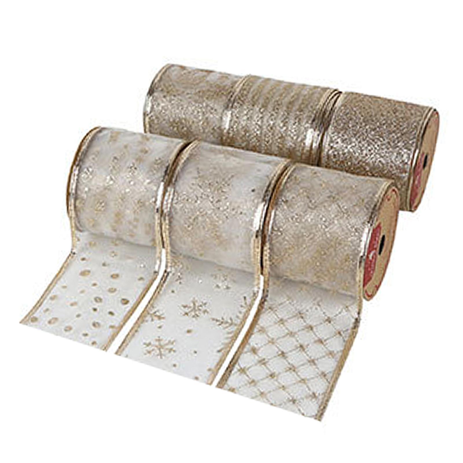6Pcs Glitter Ribbons Wired Edge DIY Craft Gifts Wrapping Trim