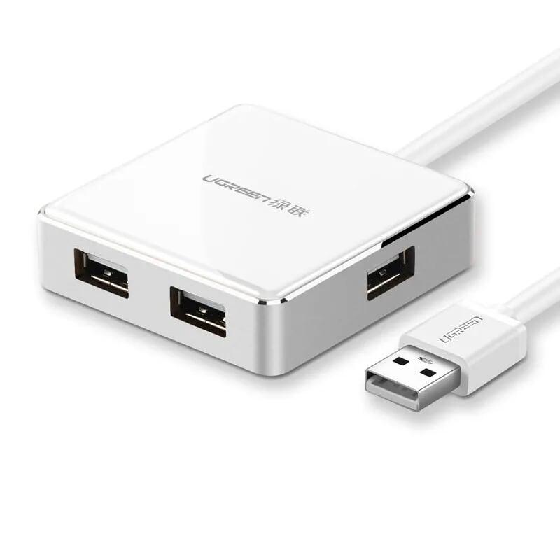 Ugreen UG20803US170TK 20CM màu Trắng Bộ chia HUB USB 2.0 sang 4 USB 2.0 vỏ hợp kim nhôm hỗ trợ nguồn 5V - HÀNG CHÍNH HÃNG