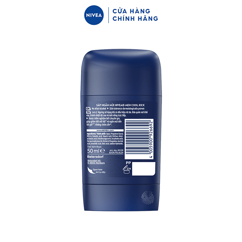 Sáp Ngăn Mùi NIVEA MEN Cool Kick Mát Lạnh (50 ml) - 83139