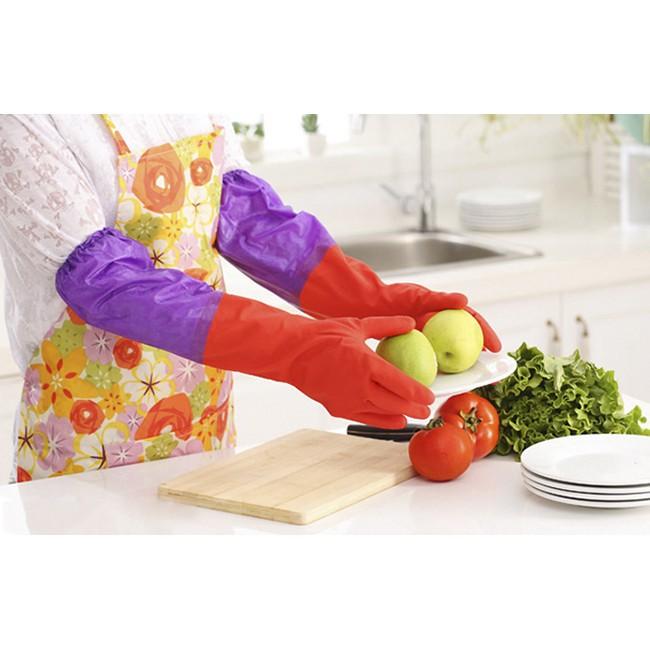 Găng tay rửa bát cao su lót nỉ cao cấp