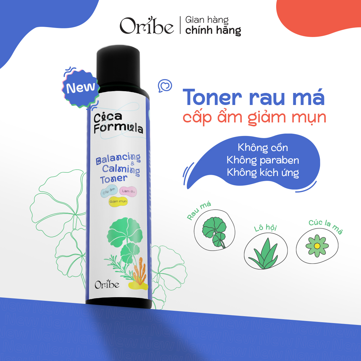 Toner rau má giảm mụn Oribe Cica Formula giúp dưỡng ẩm se khít lỗ chân lông dùng được cho da nhạy cảm 150ml