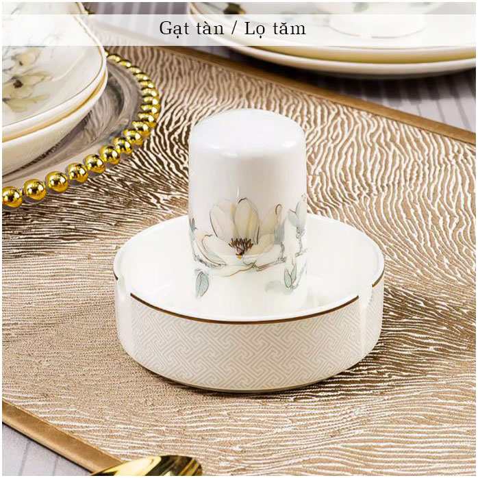 Bộ bát ăn cơm SỨ XƯƠNG Giang Tây cao cấp 60 chi tiết - Bộ chén ăn cơm sang trọng, tinh tế - Bát đĩa mỏng nhẹ nhưng cứng trong và cách nhiệt tốt. Mã GS18