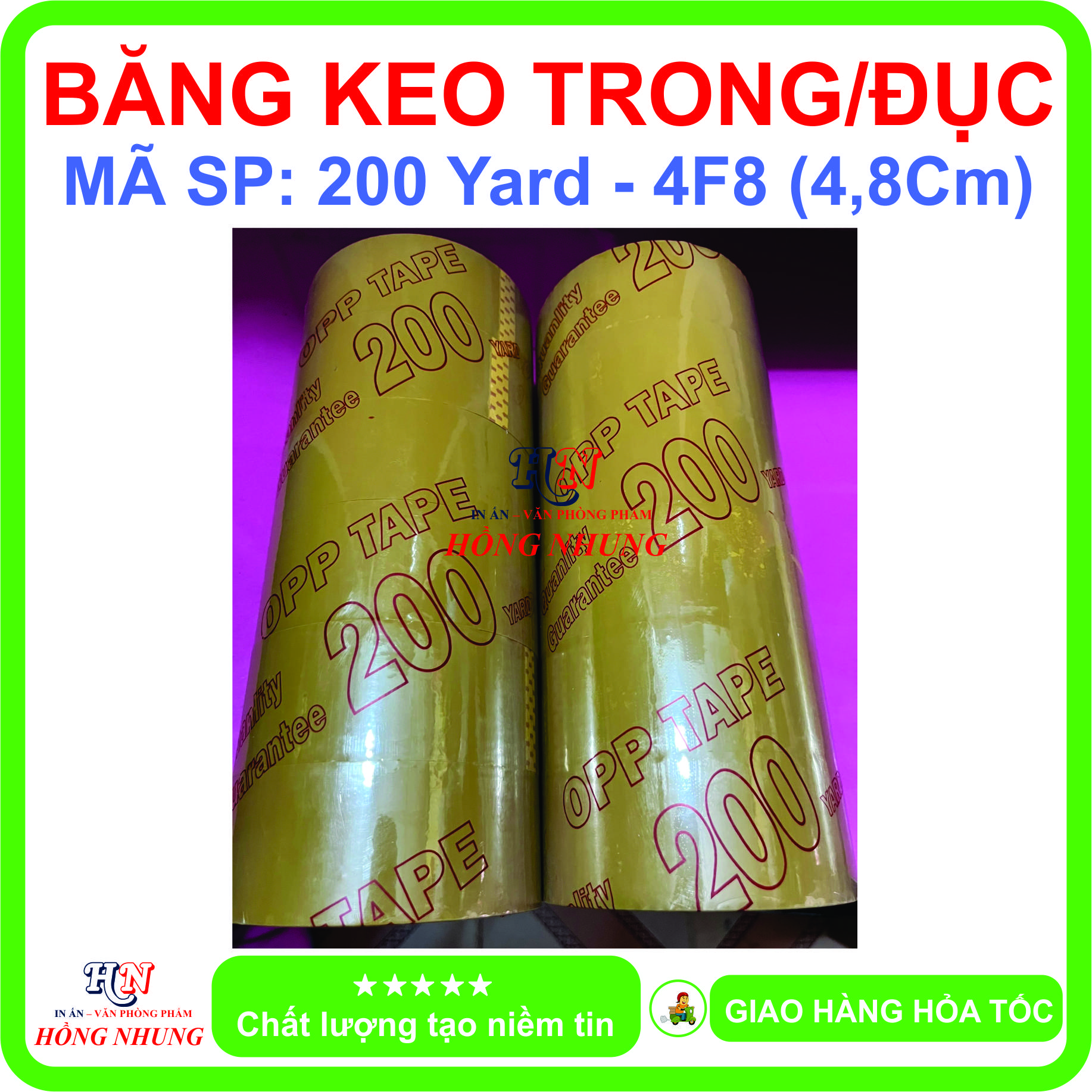 [ SÉT ] COMBO 6 Cuộn băng keo Trong / đục 200 Yard, băng keo dán thùng, siêu dính, bền