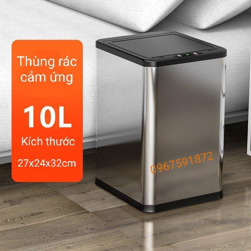 Thùng rác cảm ứng inox 10l cao cấp Thùng rác cảm ứng phòng khách