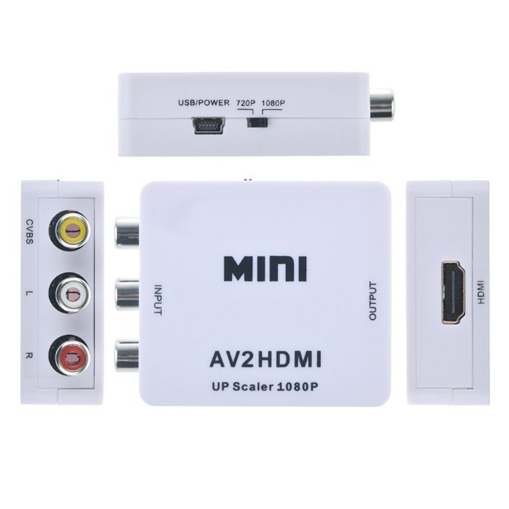 Bộ chuyển đổi AV sang HDMI Scalar chuyển đổi Video Composite Box Mini RCA AV CVBS to HDMI Converter - Màu trắng