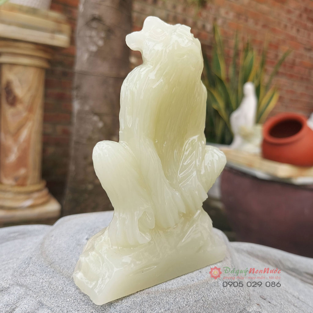 Tượng khỉ 12 con giáp đá ngọc Pakistan 10cm - đá Non Nước