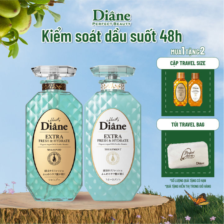 Dầu gội kiểm soát dầu, chống gàu Moist Diane Extra Fresh &amp; Hydrate Nhật Bản 450ml