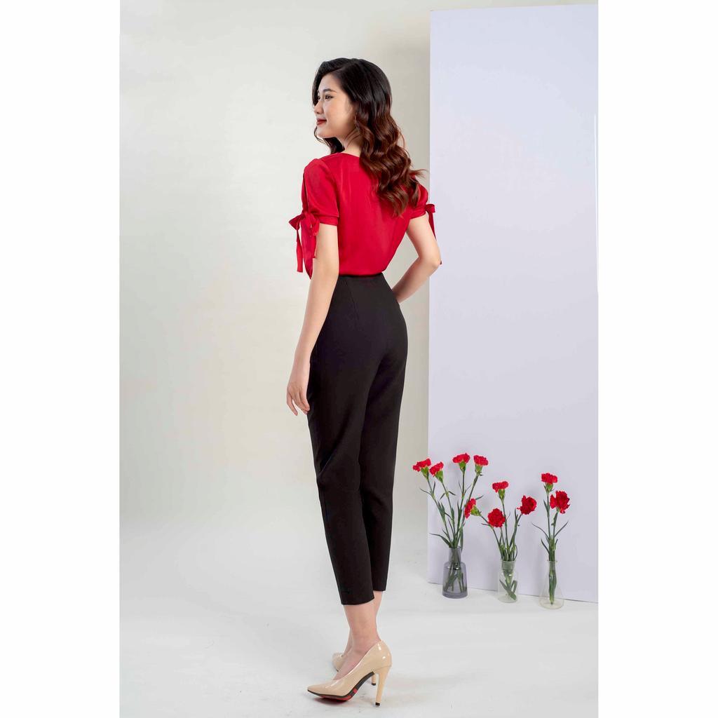 Quần Suông cơ bản Đính Hai Cúc Nhựa MMOutfit Q1020313