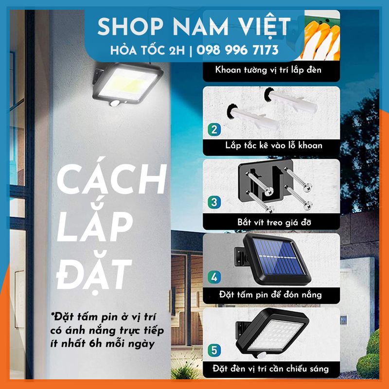 Đèn Led Chiếu Sáng Sân Vườn Năng Lượng Mặt Trời Cảm Ứng Chuyển Động