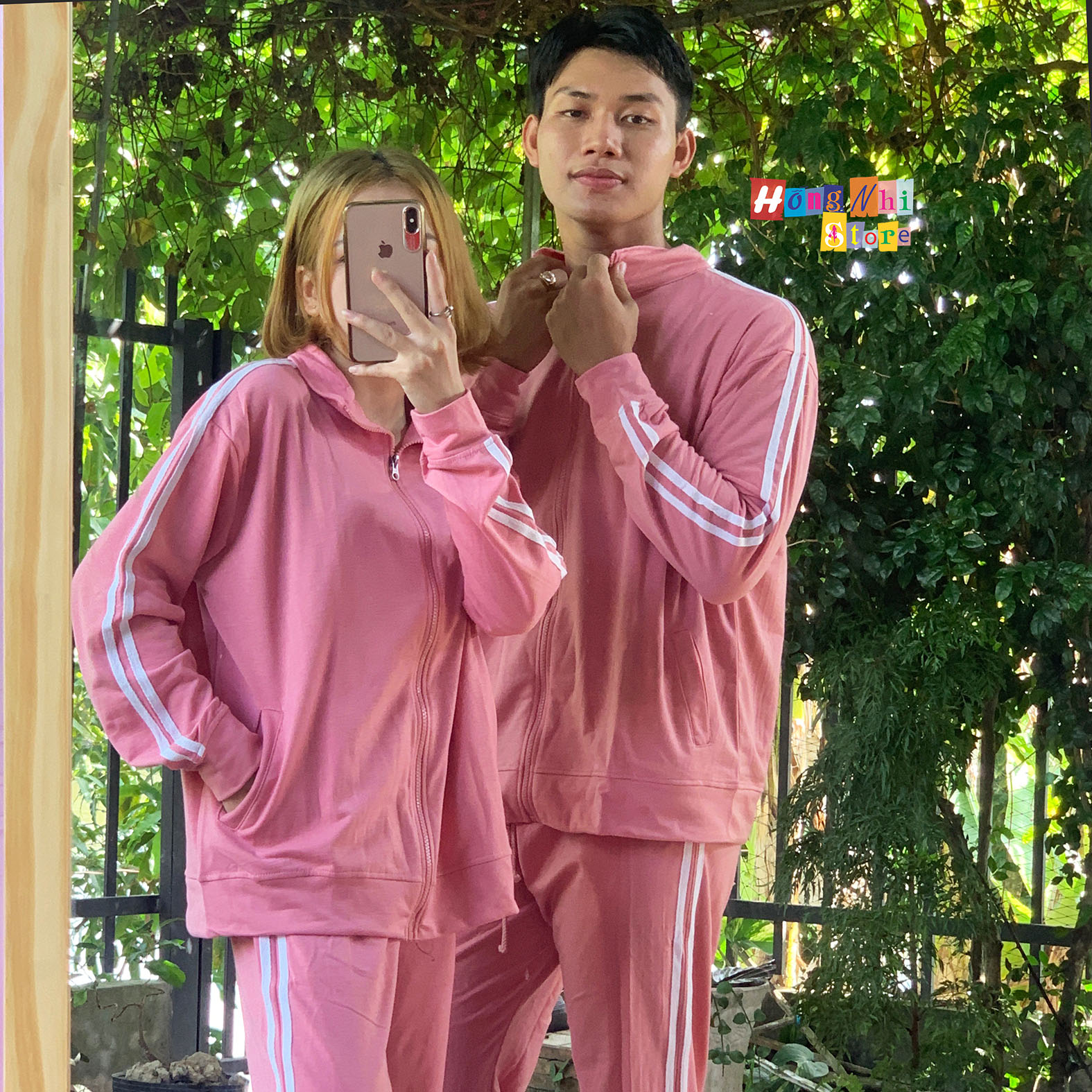 Set Bộ Thể Thao Oversize Ulzzang Unisex Áo Khoác Tay Dài Quần Jogger Dài Màu Hồng Cao Cấp - MM