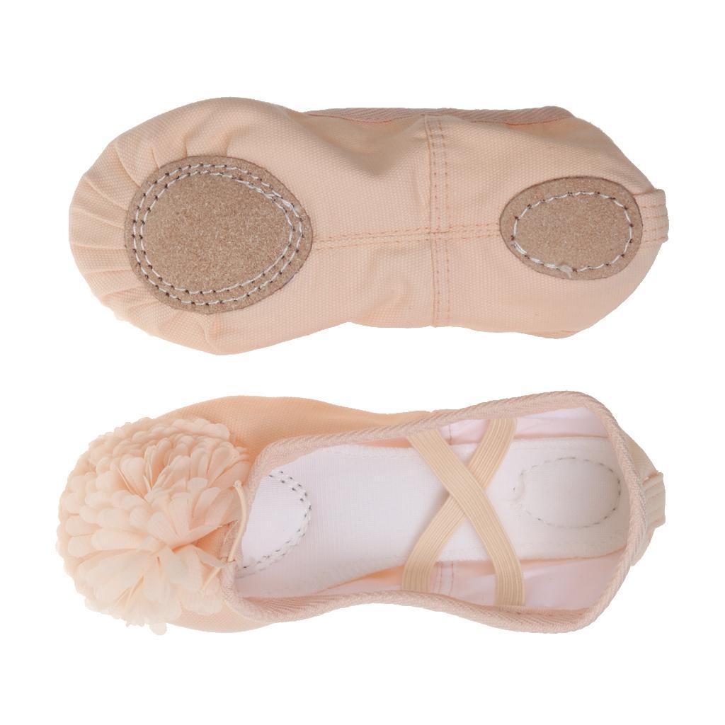 New Soft Dance Ballet Yoga Canvas Leather Split Sole Shoes For Child Girls