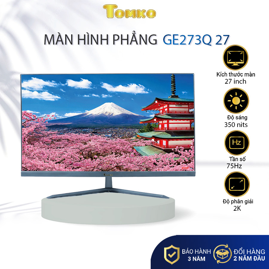 Màn hình may tính Tomko GE273Q 27 inch Full 3 viền 2K 75Hz (HDMI+VGA+DC) - siêu rẻ siêu chất lượng - Hàng chính hãng