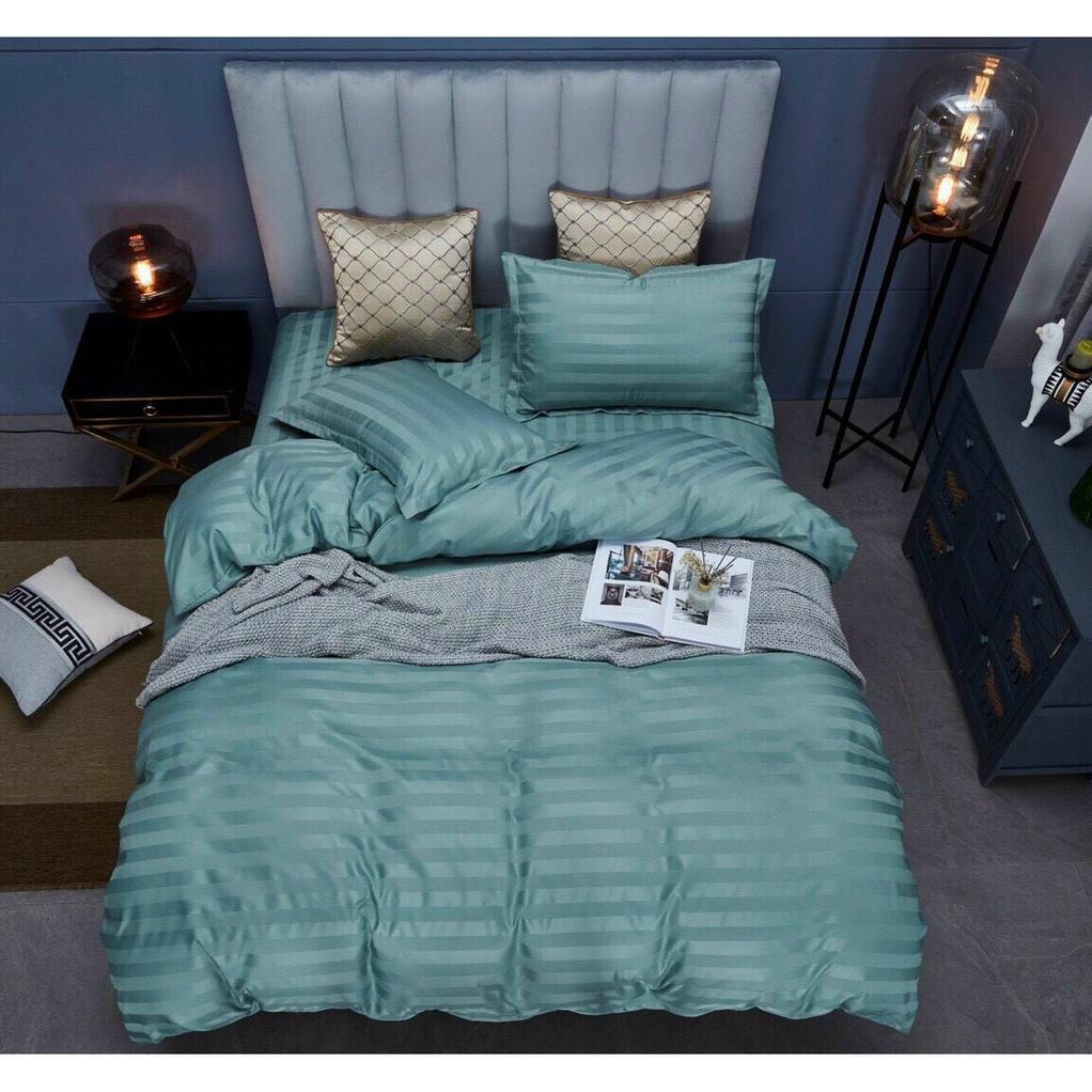 Bộ chăn ga Cotton sọc 3f chăn ga Hàn Quốc đủ màu đủ size miễn phí bo chun