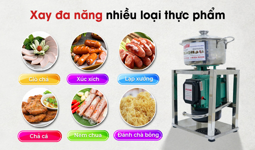 Máy Xay Thịt Làm Giò Chả Ruốc, Xay Cua, Xay Cá Gia Đình NEWSUN 0.5 Kg/ Mẻ, Inox Cao Cấp, Công Suất 750W, Chân vuông