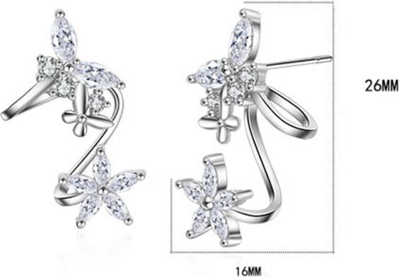 Bông tai bướm hoa nạm đá zircon BHBT279