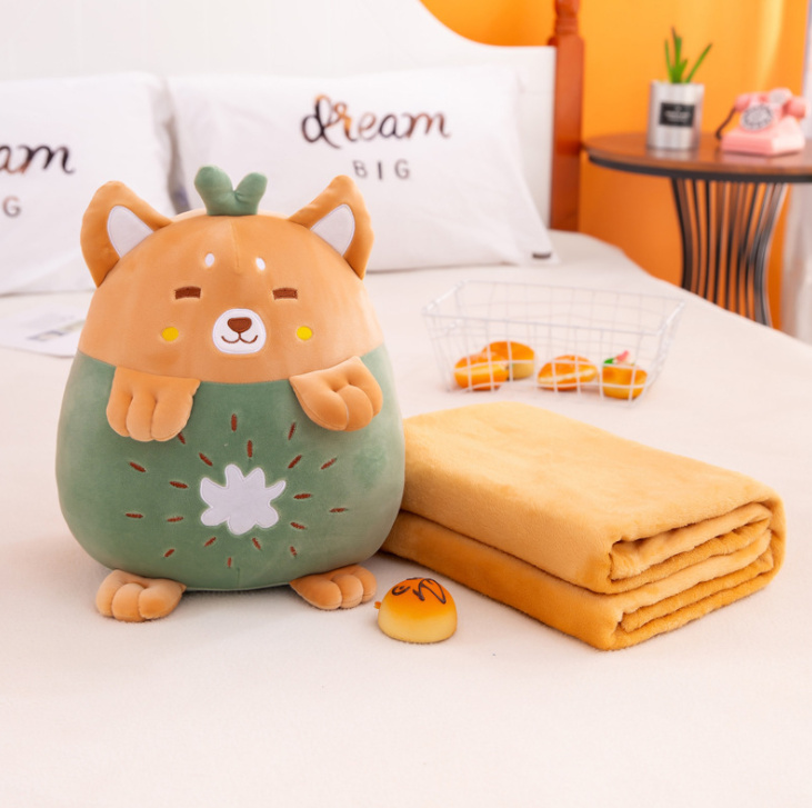 Bộ Chăn gối Văn Phòng 3in1 - Gối Mền Tựa Lưng Hình Hoa Quả, Cú Mèo, Totoro Dễ Thương - Giao ngẫu nhiên