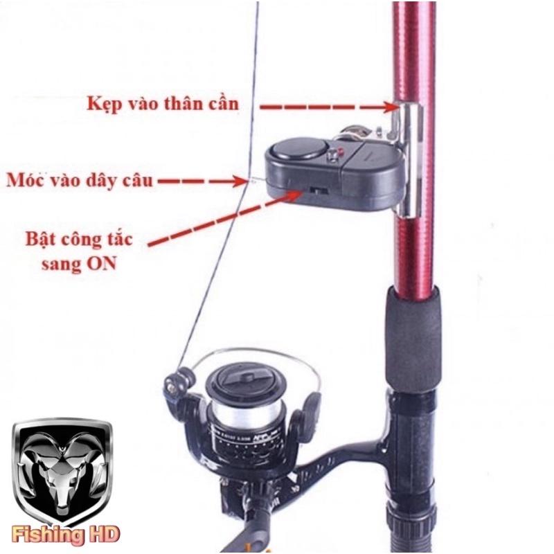 Chuông Báo Cá Điện Tử Gắn Đèn LED Báo Động Cá Cắn Câu PK15 đồ câu FISHING_HD