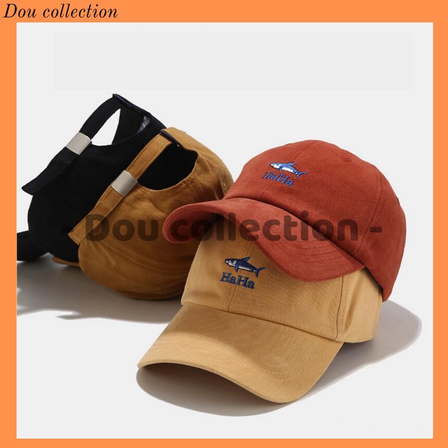 Mũ Lưỡi Trai Unisex Thiêu Logo Cá Mập HAHA - Chất Liệu Cotton - Mã NV018