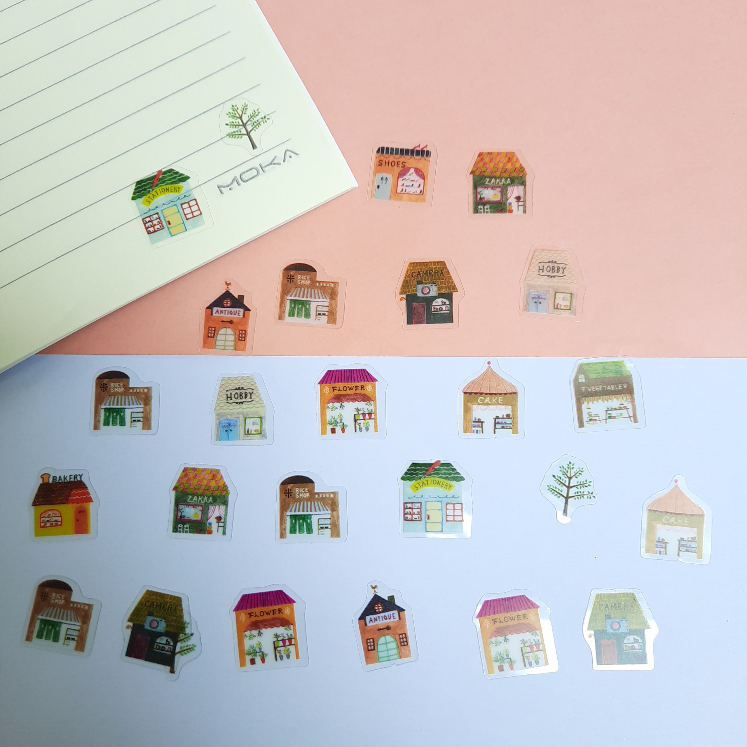 Bộ 48 Sticker Hình Dán Mini Ngôi Nhà Hồng