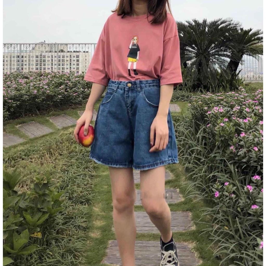 QUẦN SHORT LỬNG JEAN – BÒ NGÓ ĐÙI KIỂU NỮ LƯNG CAO XANH TRƠN 33