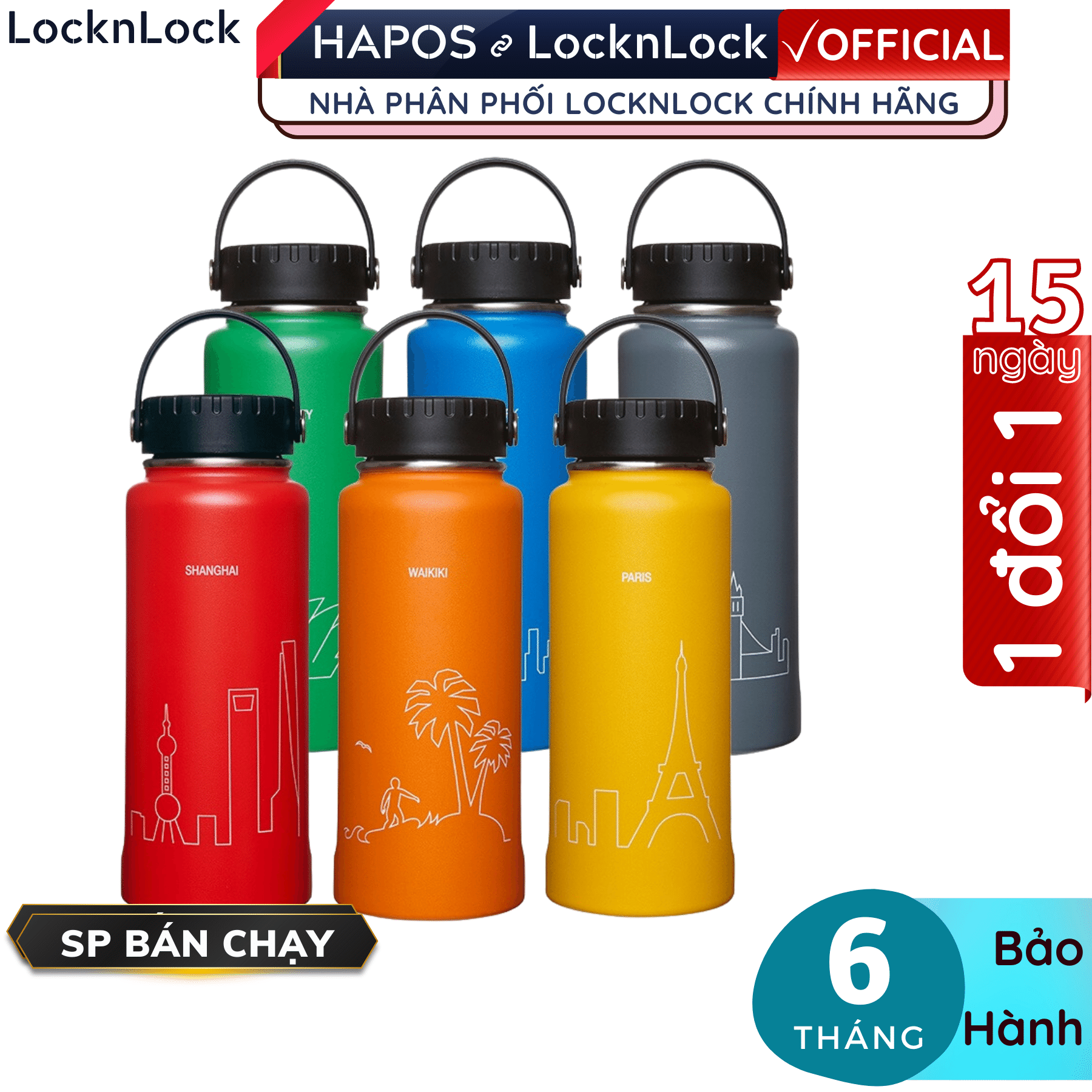 Bình giữ nhiệt Lock&amp;Lock 897ml Riga Tumbler LHC4160 - Hàng chính hãng có khay lọc trà - Hapos