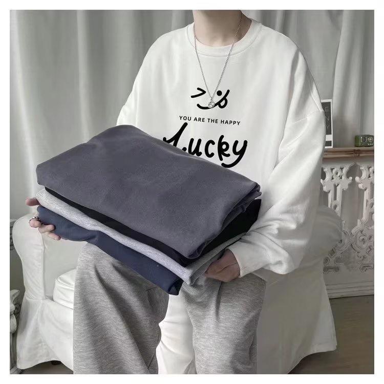 Áo Sweater Tay Dài Cổ Tròn Dáng Rộng In Hình Mặt Cười Phong Cách Hip hop Thời Trang Cho Nam Giới Size M-3XL