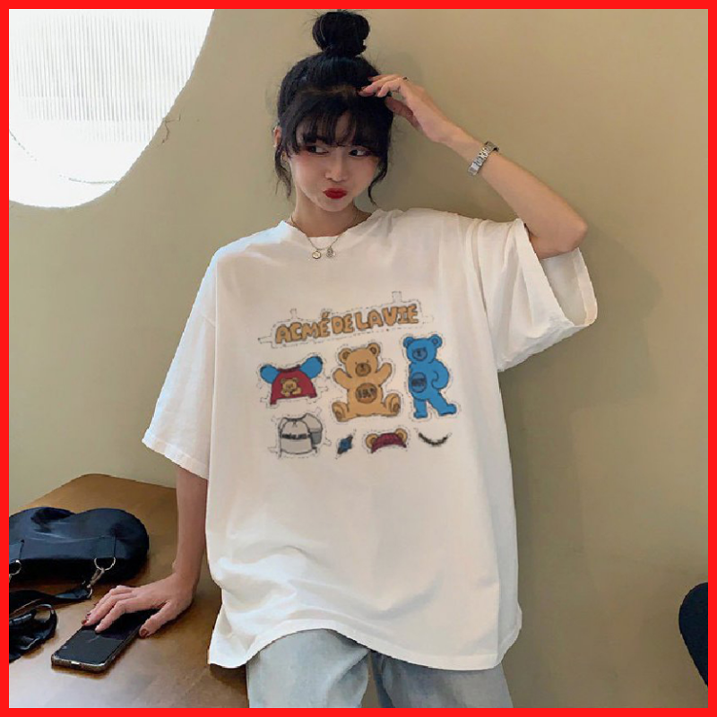 Áo Thun Nữ Tay Lỡ Unisex In Hoạt Hình Gấu ACME DE LA VIE