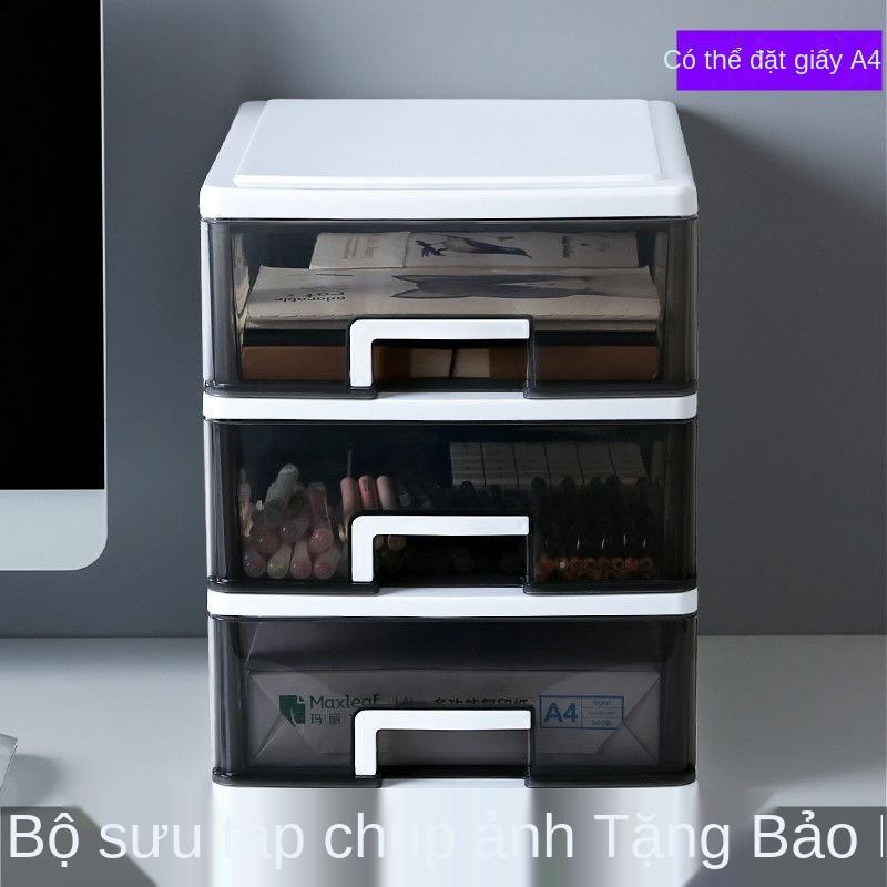 Hộp lưu trữ để bàn trong suốt ngăn kéo nhỏ loại tủ trên nhựa đựng găng tay văn phòng phẩm đồ mini