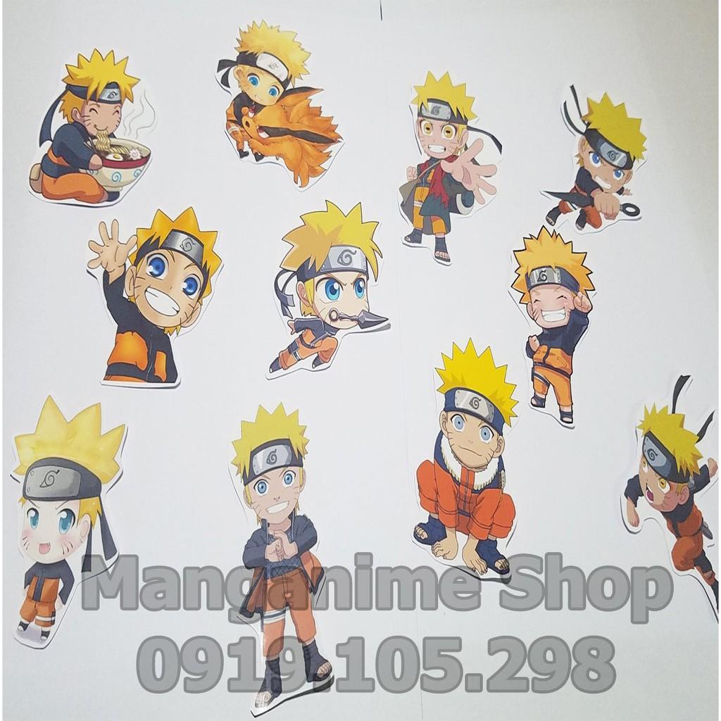 Bộ 11 sticker Naruto chibi decal bóc dán siêu cute