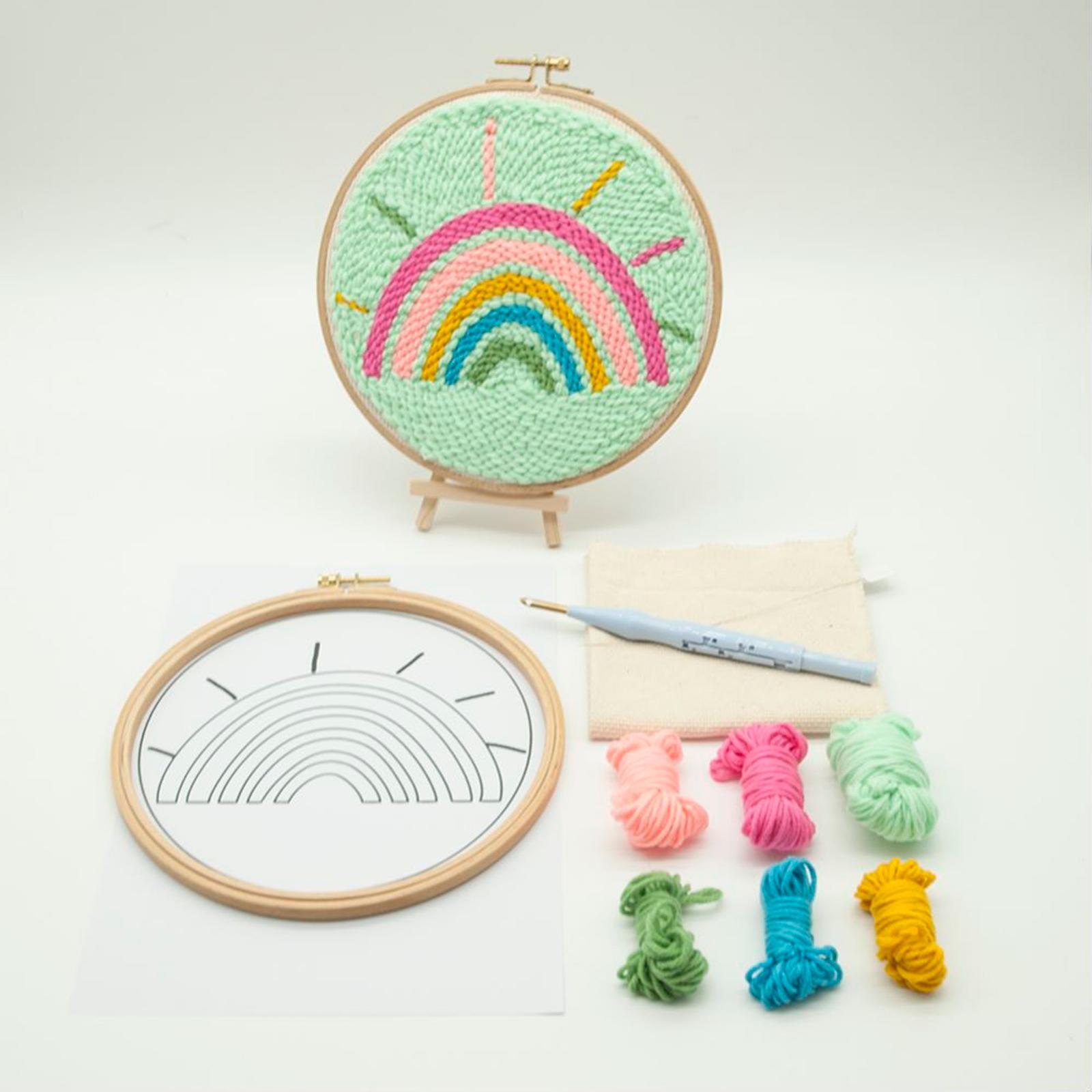 Punch  Embroidery Starter Kits Rainbow Hand Craft DIY Beginner
