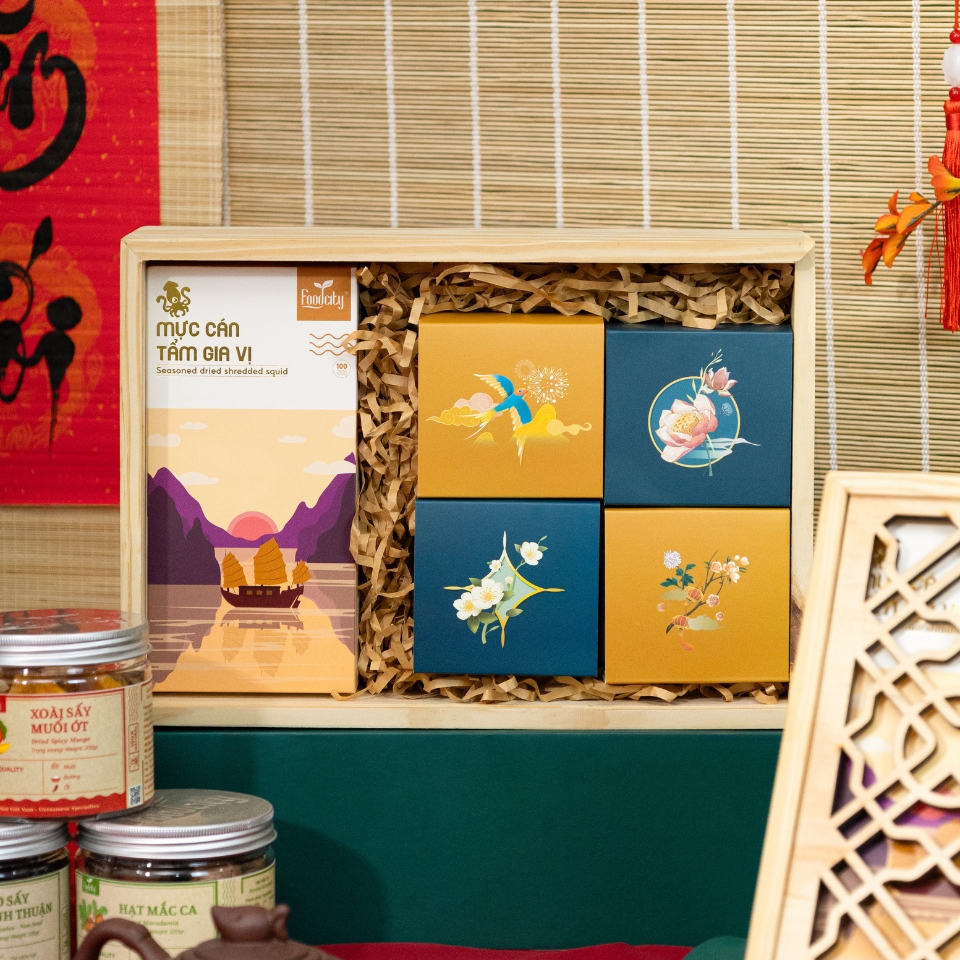 Hộp Quà Tết Giá Rẻ Đại Cát 3 Thương Hiệu Food City Việt Nam