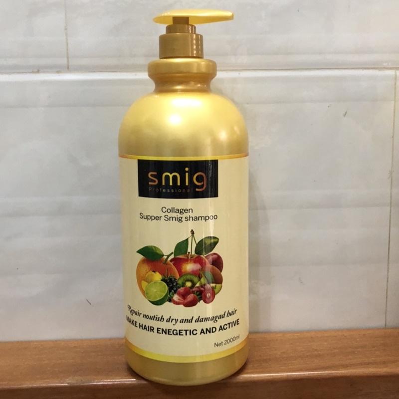 DẦU GỘI XẢ MỀM MƯỢT, HƯƠNG TRÁI CÂY SMIG CHAI TO CHUYÊN DÙNG SALON TÓC 2000ML + Gội xả gói Karseell 15ml