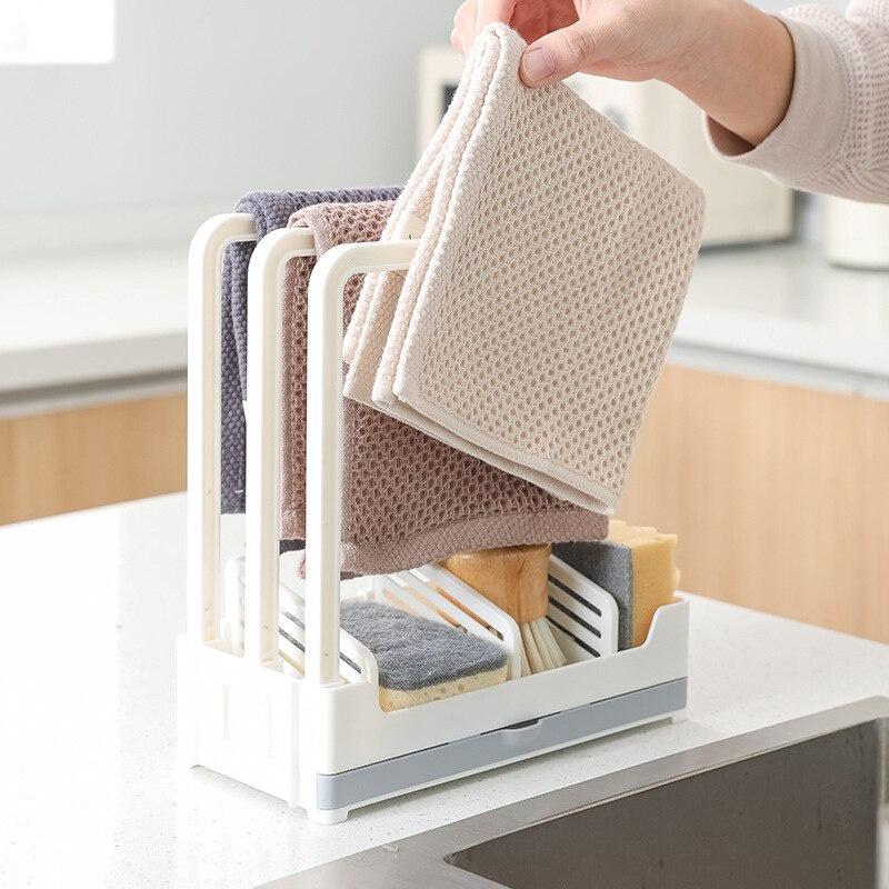 Non Perforated Wall Mounted Kitchen Sink Strainer Drain Rag Rack Storage Basket Sponge Soap Holder Filter Kitchen Accessories