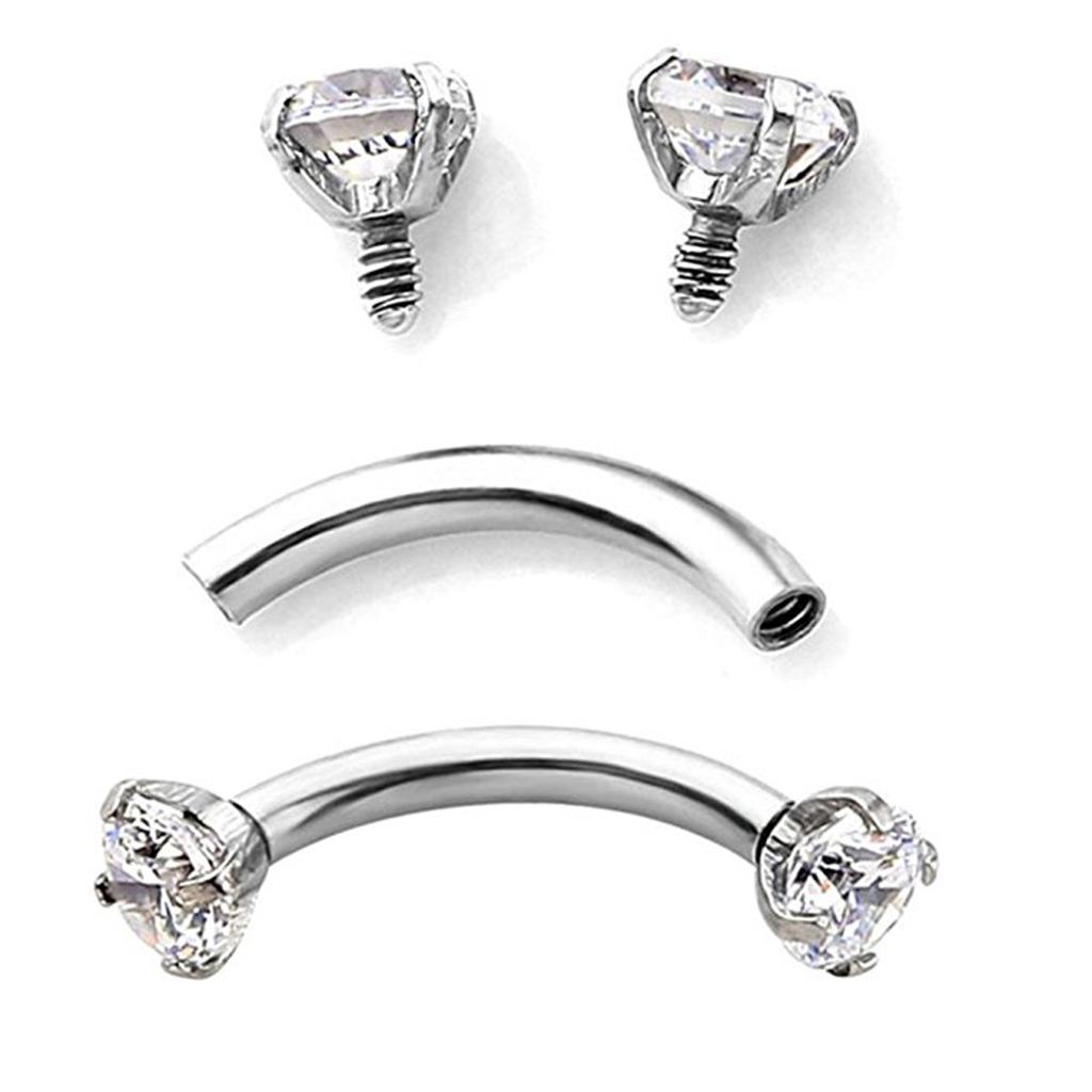 Stainless Steel Zircon Curved Barbell Eyebrow Piercing Jewellery White