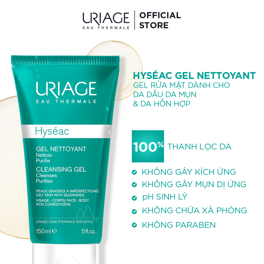 Gel rửa mặt cho da dầu, mụn URIAGE HYSÉAC GEL NETTOYANT 150ml