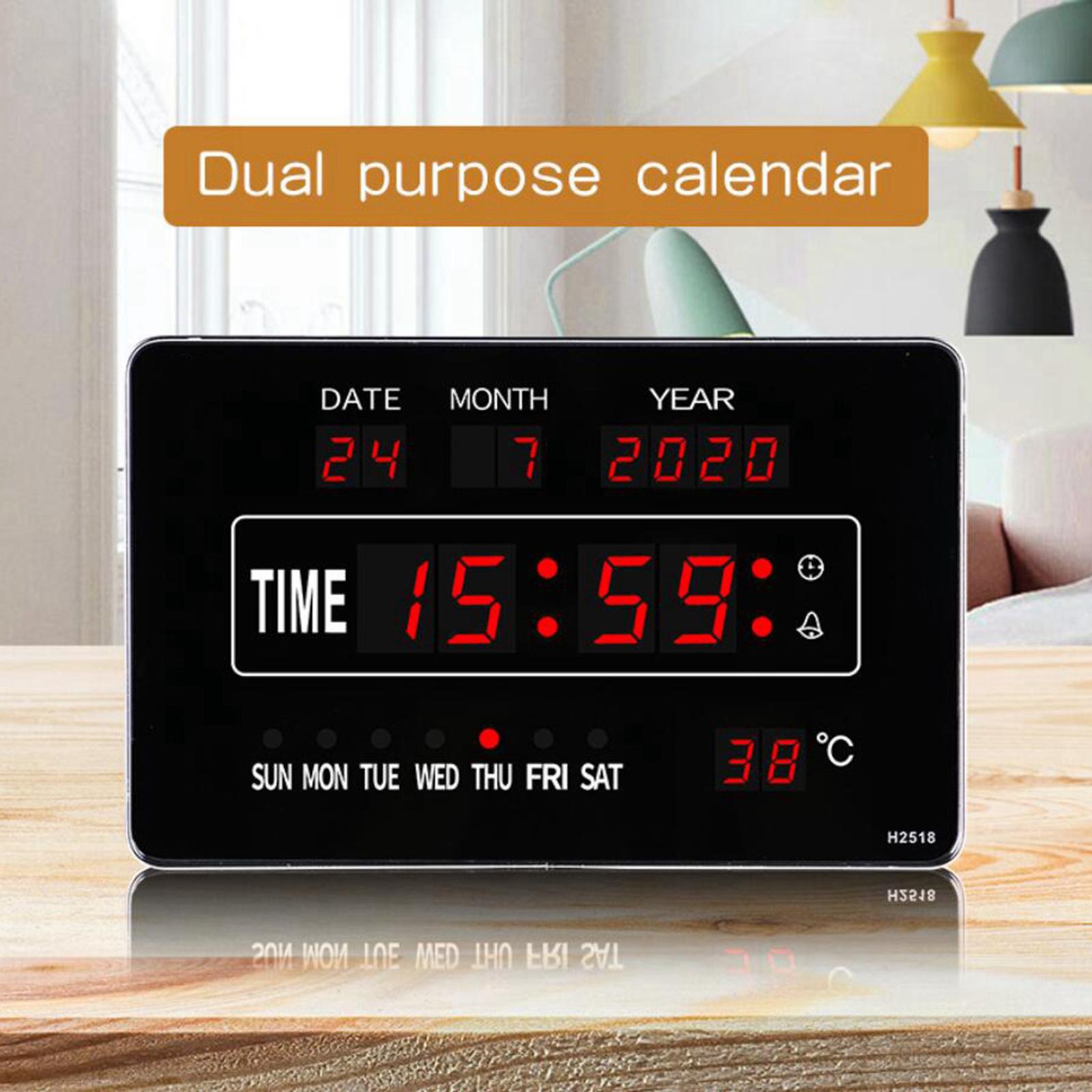 24 Hours Display LED Digital Alarm Clock Display Bedside Clock Easy to Read, Show Indoor Temperature