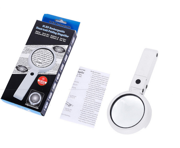 Kính lúp cầm tay, để bàn phóng đại 7X tích hợp 6 bóng led trợ sáng, thích hợp nghiên cứu, đọc sách