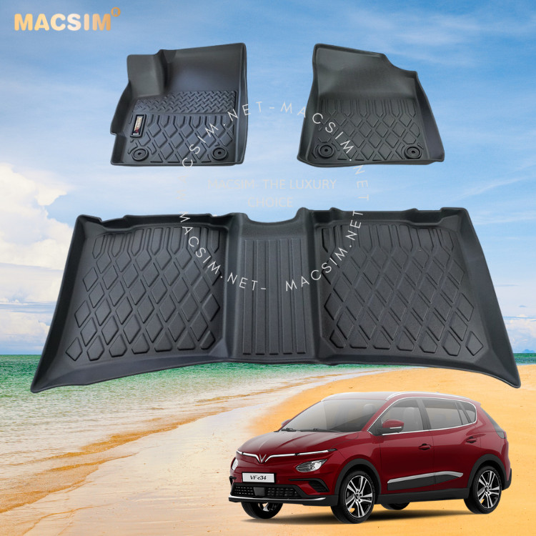 Thảm lót sàn xe ô tô Vinfast VF E34 Nhãn hiệu Macsim chất liệu nhựa TPE cao cấp màu đen