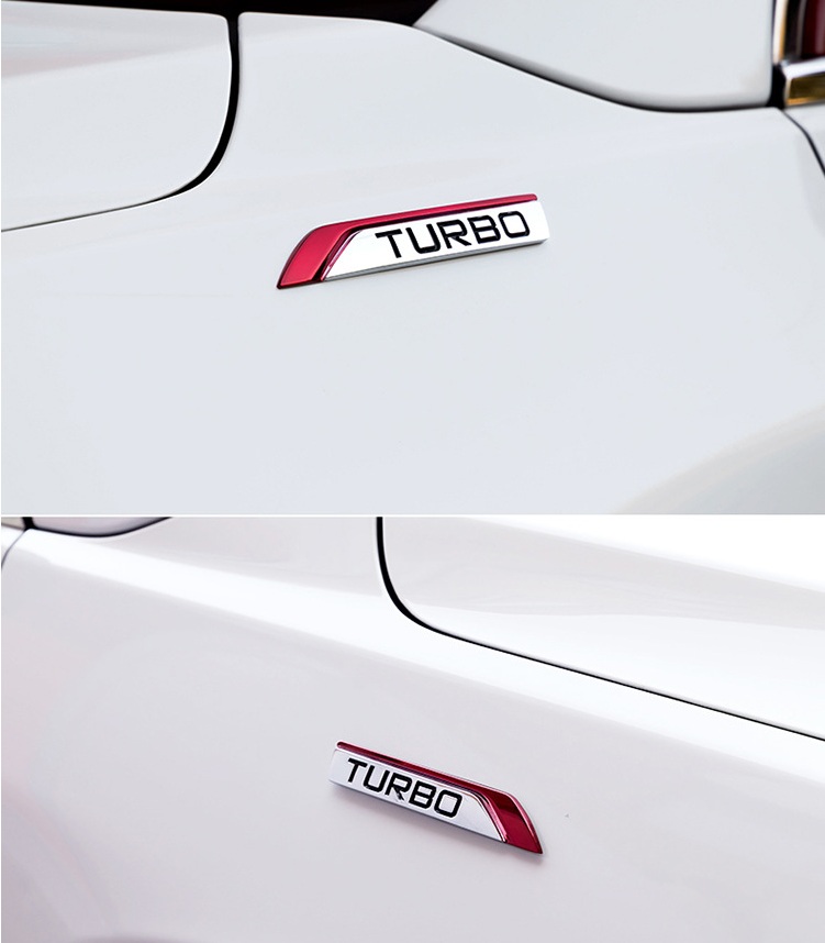 Bộ 2 mang cá kim loại chữ TURBO trang trí xe
