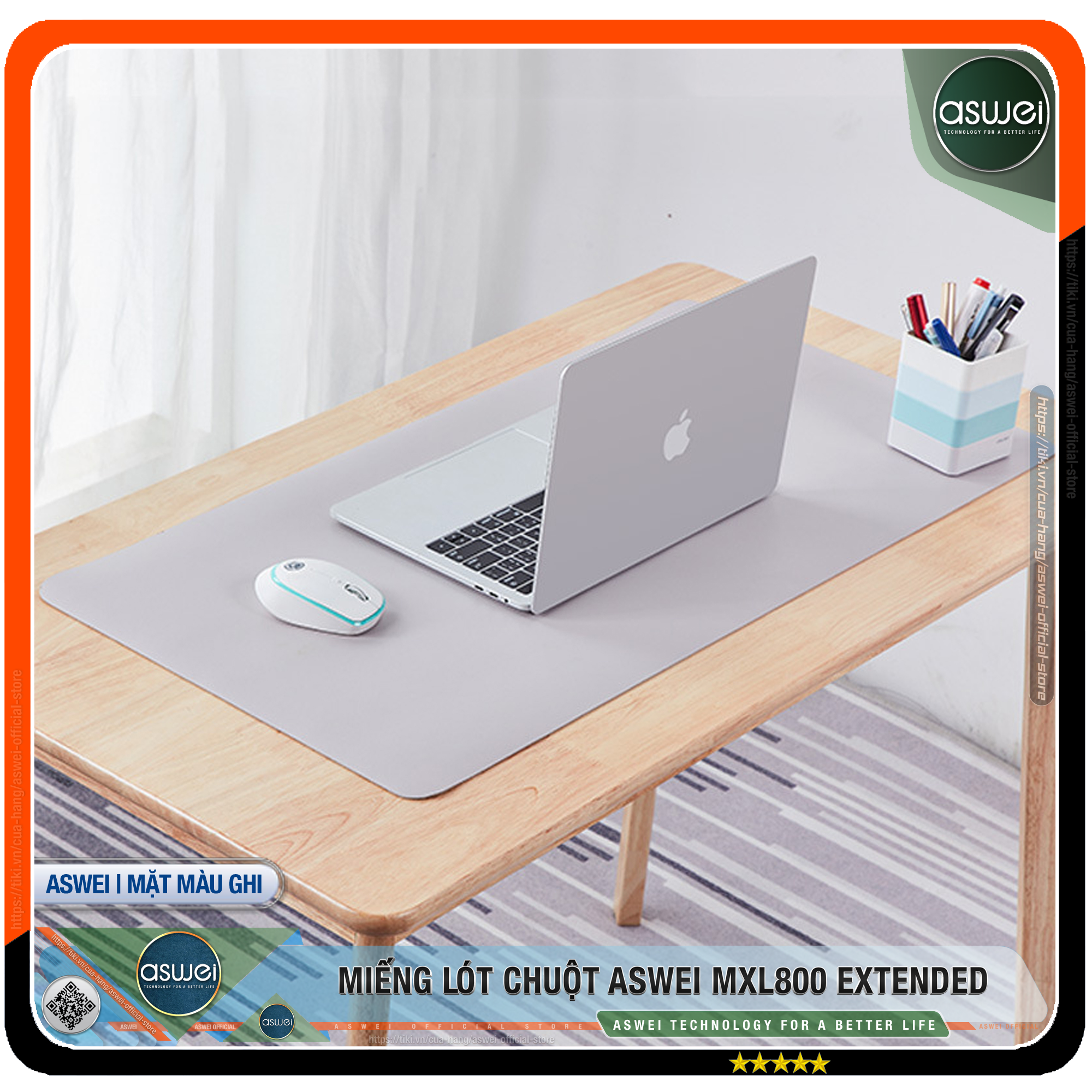 Lót Chuột ASWEI - Pad Chuột MXL800 Extended 80x40 - Miếng Lót Chuột Sử Dụng 2 Mặt Tiện Lợi - Chất Liệu Da Pu Cao Cấp - Tấm Lót Chuột Chống Nhăn, Không Thấm Nước - Hàng Chính Hãng